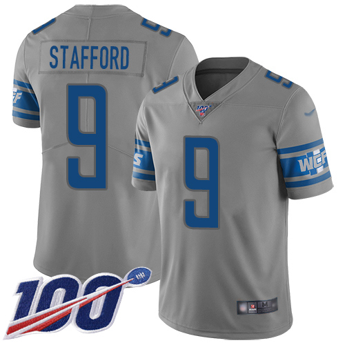 Detroit Lions Limited Gray Men Matthew Stafford Jersey NFL Football #9 100th Season Inverted Legend
